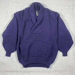 Vintage 90s Robert Comstock Purple Puff Sweater 100% Wool Men's Medium Italy